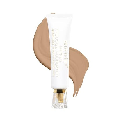 Swiss Beauty Primer Mousse Foundation Weightless Smooth and Velvet Touch, Matte to Radiant Finish, Face MakeUp, Natural-Nude, 40ml