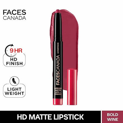 FACES CANADA Ultime Pro HD Intense Matte Lips + Primer - Perfection 01, 1.4g | 9HR Long Stay | Primer Infused For Flawless HD Matte Finish | Intense Color Lightweight Silky Smooth Cream Application