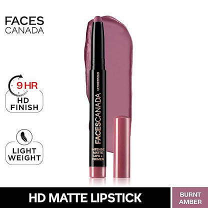 FACES CANADA Ultime Pro HD Intense Matte Lipstick + Primer - Nearly Nude (Nude), 1.4g | 9HR Long Stay | Flawless HD Matte Finish | Intense Color | Lightweight | Smooth Glide | Primer Infused