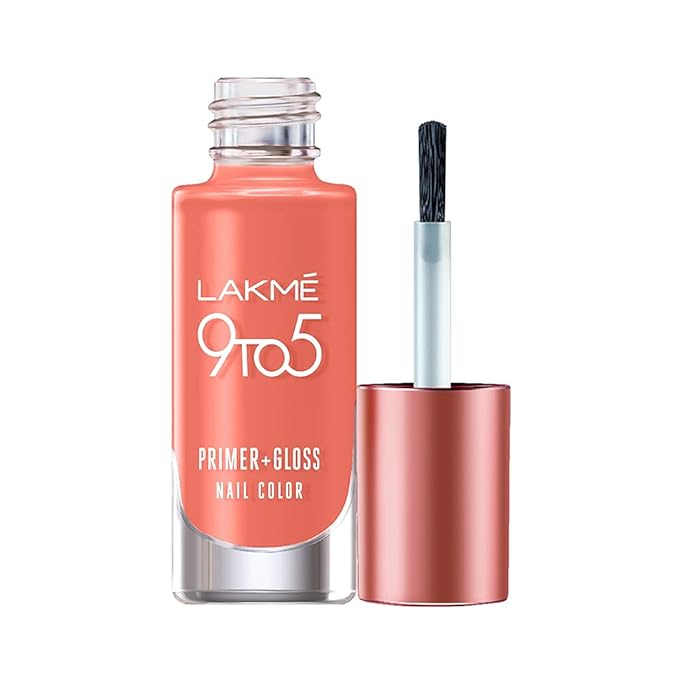 Lakmé 9 To 5 Primer + Glossy Finish Nail Colour, Greenpistachio, 6Ml