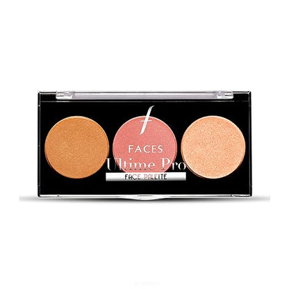 FACES CANADA Ultime Pro Face Palette - Fresh 01, 12g | 3-in-1 Bronzer + Highlighter + Blush | Lightweight Long Lasting Luminous Glow | Flawless Shimmer Finish | Silky Smooth Texture | Easy To Blend