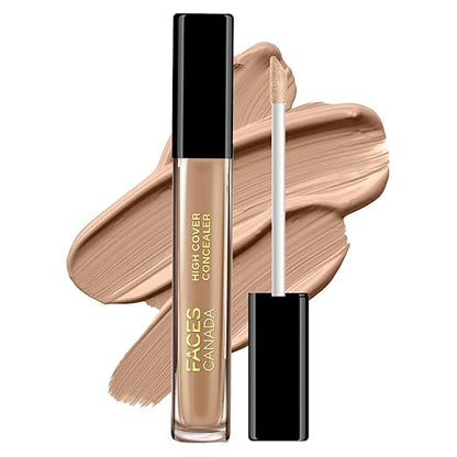 FACES CANADA High Cover Concealer - Sand Beige 01, 4ml | High Coverage Liquid Concealer | Blends Easily | Natural Finish | Covers Spots, Blemishes & Dark Circles | With Shea Butter & Vitamin E