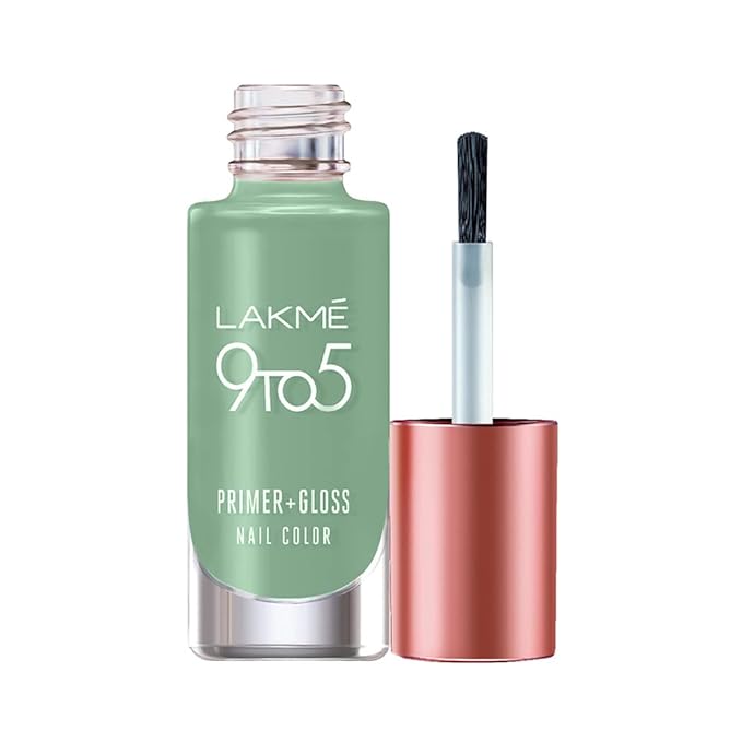 Lakmé 9 To 5 Primer + Gloss Nail Colour, Glossy Finish, Pinkflash, 6Ml