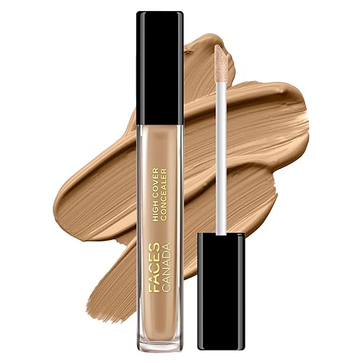 FACES CANADA High Cover Concealer - Sand Beige 01, 4ml | High Coverage Liquid Concealer | Blends Easily | Natural Finish | Covers Spots, Blemishes & Dark Circles | With Shea Butter & Vitamin E