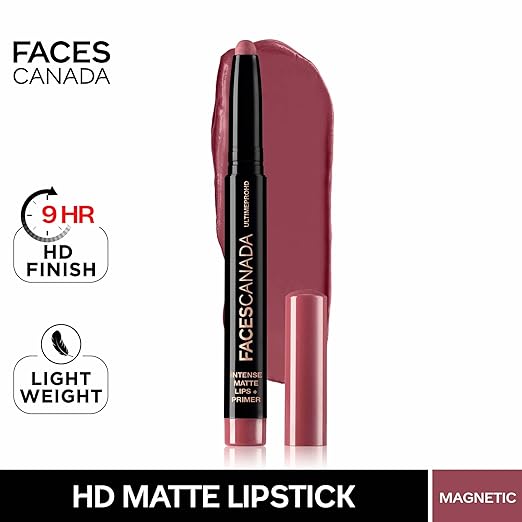 FACES CANADA Ultime Pro HD Intense Matte Lips + Primer - Perfection 01, 1.4g | 9HR Long Stay | Primer Infused For Flawless HD Matte Finish | Intense Color Lightweight Silky Smooth Cream Application