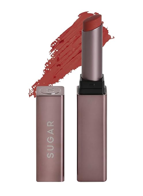 SUGAR Cosmetics - Mettle - Satin Lipstick - 04 Adela (Warm Muted Peach) - 2.2 gms - Waterproof, Longlasting Lipstick for a Silky and Creamy Finish, Lasts Up to 8 hours