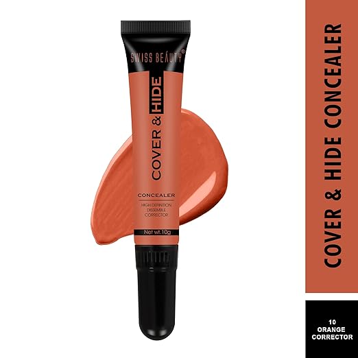 Swiss Beauty Cover & Hide Concealer | Lightweight | Long-Lasting | Blendable | Shade - Orange Corrector, 10gm