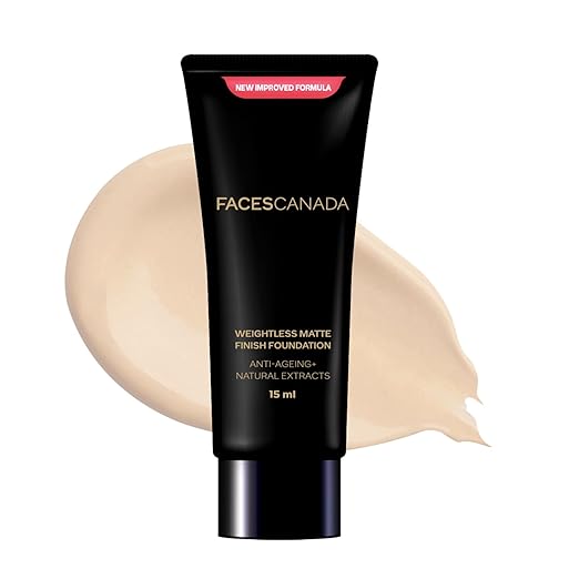 FACESCANADA Weightless Matte Finish Foundation - Rose Ivory, 15ml | Lightweight | Natural Finish | Anti-Ageing | Non-Clog Pores | Enriched With Olive Seed Oil, Grape Extract, Shea Butter