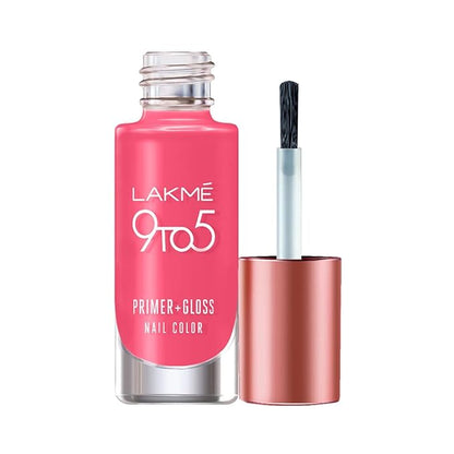 Lakmé 9To5 Primer + Glossy Finish Nail Colour, Brown Sandcastle, 6 Ml