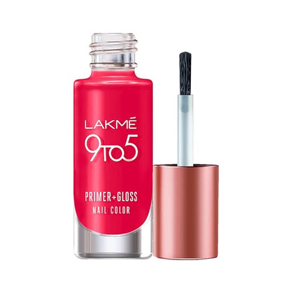 Lakmé 9 To 5 Primer + Glossy Finishnail Colour, Nudewarmth, 6Ml