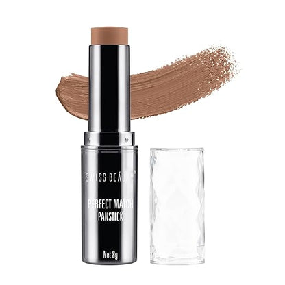 Swiss Beauty Perfect Match Panstick Foundation | Lightweight, Full Coverage Foundation With Natural And Dewy Finish For Face Makeup| Easy To Apply With Hand Stick Applicator | Shade-01, 7.5Gm |