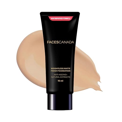 FACESCANADA Weightless Matte Finish Foundation - Rose Ivory, 15ml | Lightweight | Natural Finish | Anti-Ageing | Non-Clog Pores | Enriched With Olive Seed Oil, Grape Extract, Shea Butter