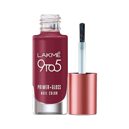 Lakmé 9To5 Primer + Glossy Finish Nail Colour, Desert Rose, 6 Ml