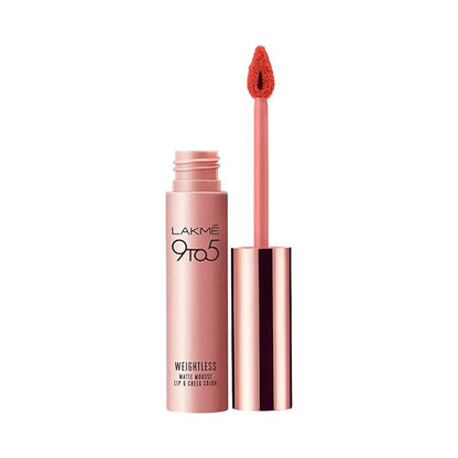 Lakme 9 To 5 Weightless Mousse Lip & Cheek Color, Matte lipstick & Blush, Lightweight, Long Lasting Lip & Cheek Tint For Dewy Look, Rosy Plum , 9 g