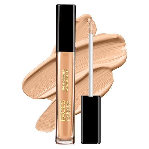 FACES CANADA High Cover Concealer - Sand Beige 01, 4ml | High Coverage Liquid Concealer | Blends Easily | Natural Finish | Covers Spots, Blemishes & Dark Circles | With Shea Butter & Vitamin E