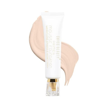 Swiss Beauty Primer Mousse Foundation Weightless Smooth and Velvet Touch, Matte to Radiant Finish, Face MakeUp, Natural Beige , 40ml