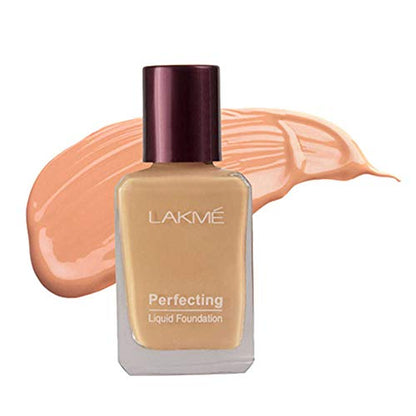 Lakme Perfecting Liquid Foundation, Marble, Waterproof Full Coverage Long Lasting - Light Oil Free Face Makeup with Vitamin E, Dewy Finish Glow, 27 ml