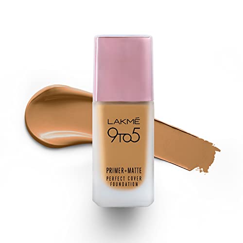 Lakmé 9 To 5 Primer + Matte Perfect Cover Liquid Foundation, C100 Cool Ivory, 25Ml, Matte Finish