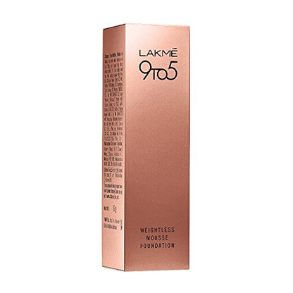 Lakmé 9 To 5 Weightless Mousse Foundation, Rose Ivory, 6G Matte Finish