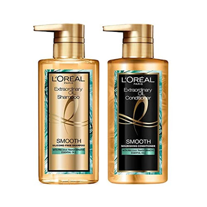 L'Oreal Paris Extraordinary Oil Smooth Shampoo 440ml with Conditioner 440ml Free