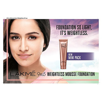 Lakmé 9 To 5 Weightless Mousse Foundation, Rose Ivory, 6G Matte Finish