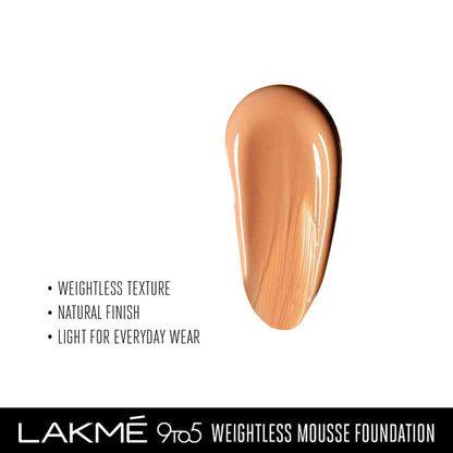 Lakmé 9 To 5 Weightless Mousse Foundation, Rose Ivory, 6G Matte Finish