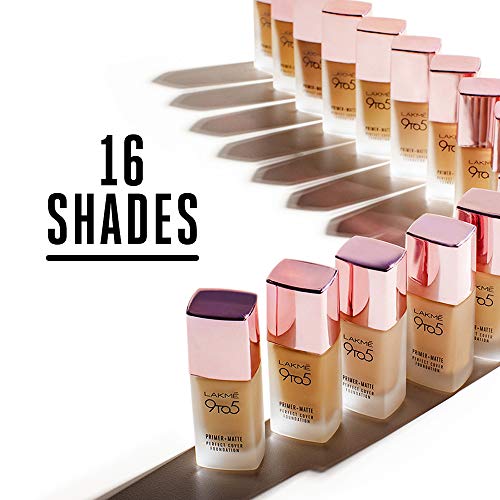 Lakmé 9 To 5 Primer + Matte Perfect Cover Liquid Foundation, C100 Cool Ivory, 25Ml, Matte Finish